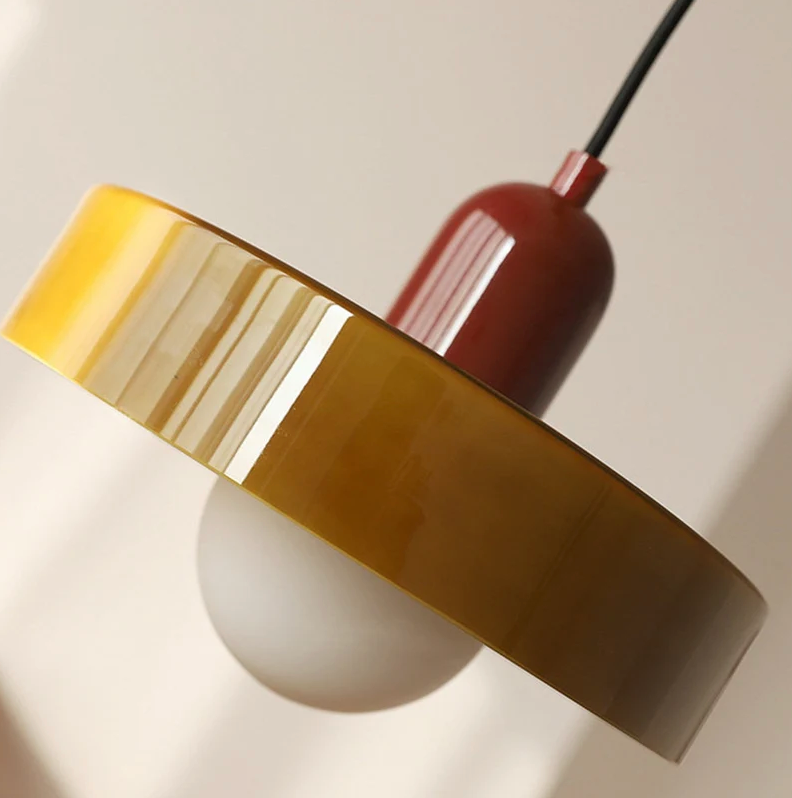 Bauhaus Pendelleuchte aus farbigem Glas – Moderne Designer Hängeleuchte