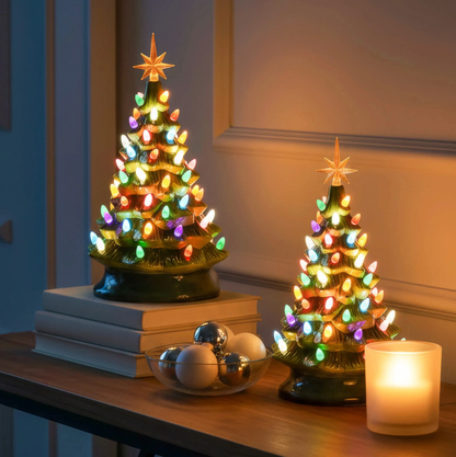 Magischer LED Weihnachtsbaum – Beleuchteter Deko Weihnachtsbaum mit Stern, Batteriebetriebene Tischdeko