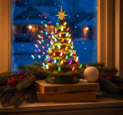 Magischer LED Weihnachtsbaum – Beleuchteter Deko Weihnachtsbaum mit Stern, Batteriebetriebene Tischdeko