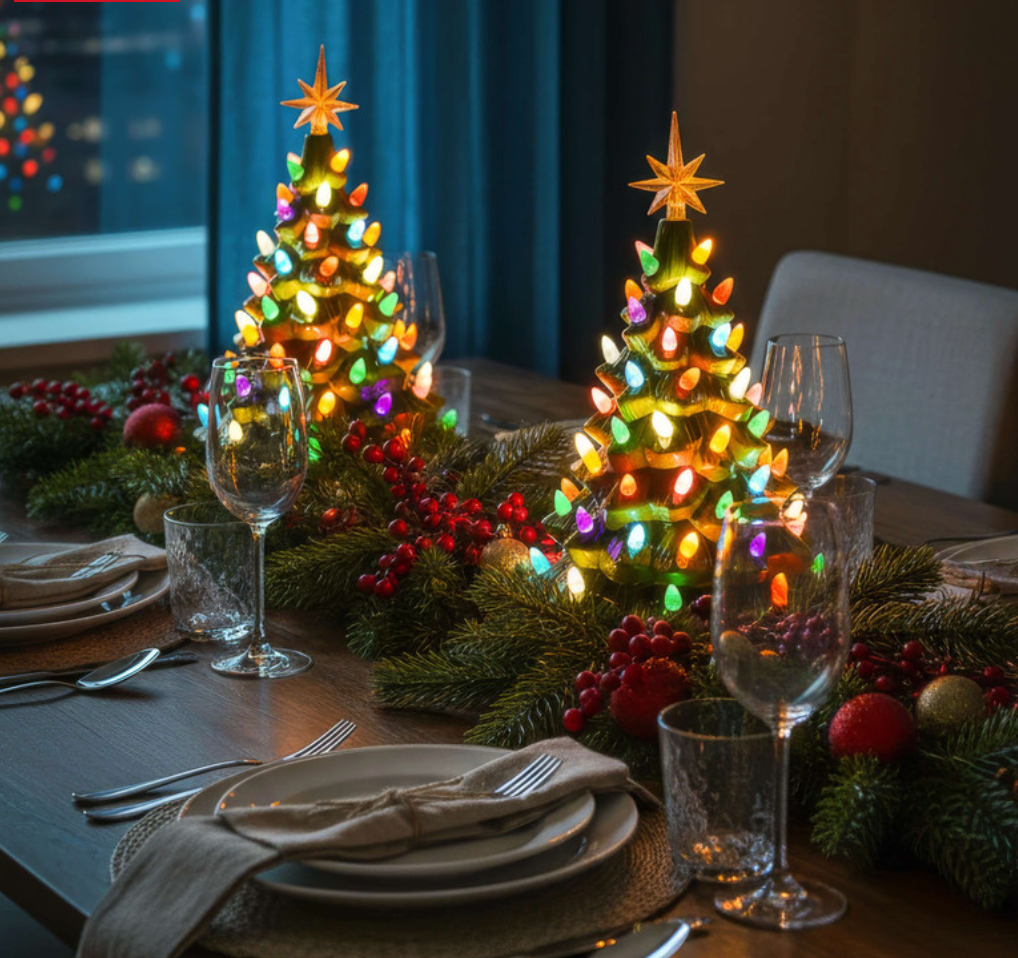 Magischer LED Weihnachtsbaum – Beleuchteter Deko Weihnachtsbaum mit Stern, Batteriebetriebene Tischdeko