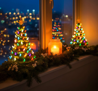 Magischer LED Weihnachtsbaum – Beleuchteter Deko Weihnachtsbaum mit Stern, Batteriebetriebene Tischdeko