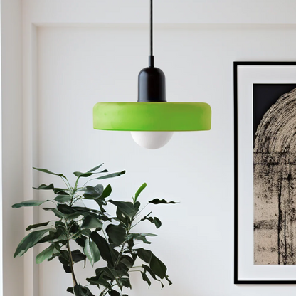 Bauhaus Pendelleuchte aus farbigem Glas – Moderne Designer Hängeleuchte