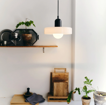 Bauhaus Pendelleuchte aus farbigem Glas – Moderne Designer Hängeleuchte