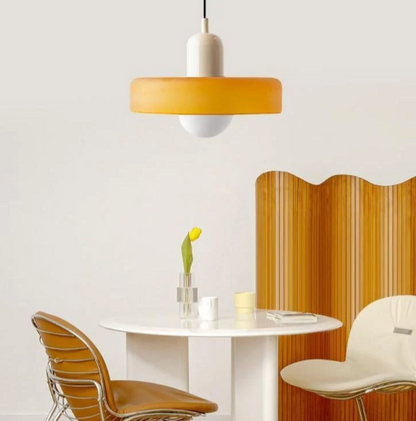 Bauhaus Pendelleuchte aus farbigem Glas – Moderne Designer Hängeleuchte