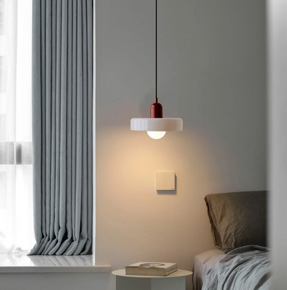 Bauhaus Pendelleuchte aus farbigem Glas – Moderne Designer Hängeleuchte