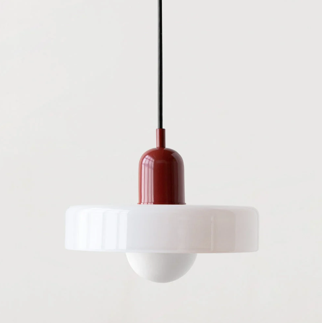 Bauhaus Pendelleuchte aus farbigem Glas – Moderne Designer Hängeleuchte