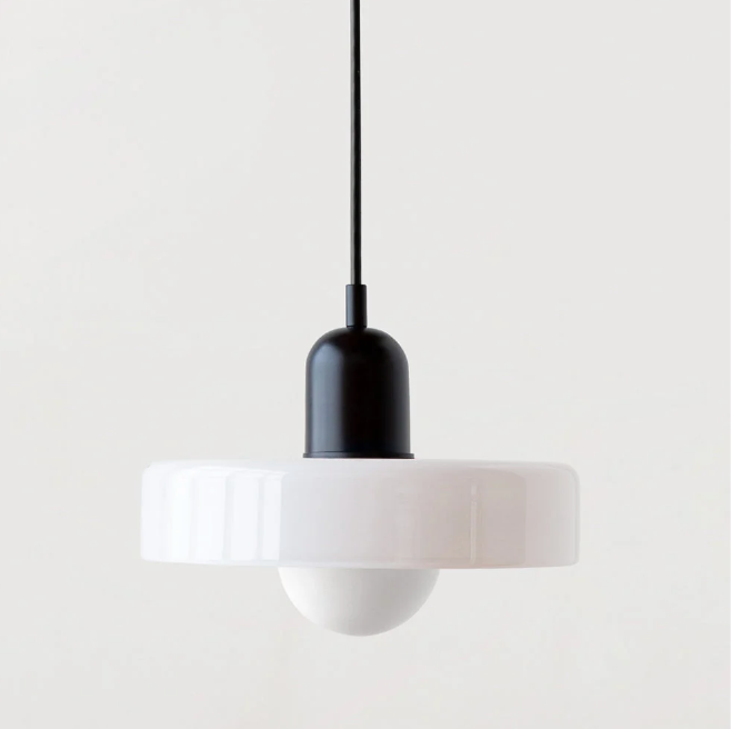 Bauhaus Pendelleuchte aus farbigem Glas – Moderne Designer Hängeleuchte