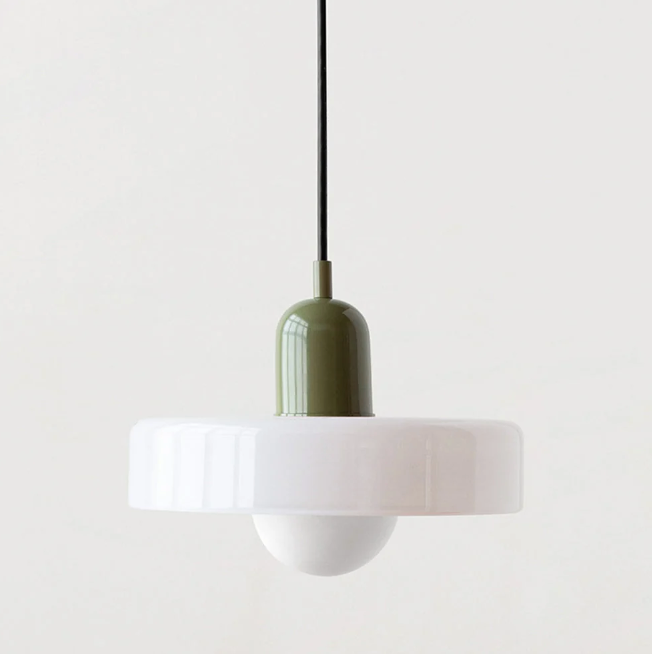 Bauhaus Pendelleuchte aus farbigem Glas – Moderne Designer Hängeleuchte