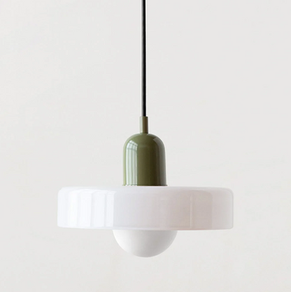 Bauhaus Pendelleuchte aus farbigem Glas – Moderne Designer Hängeleuchte