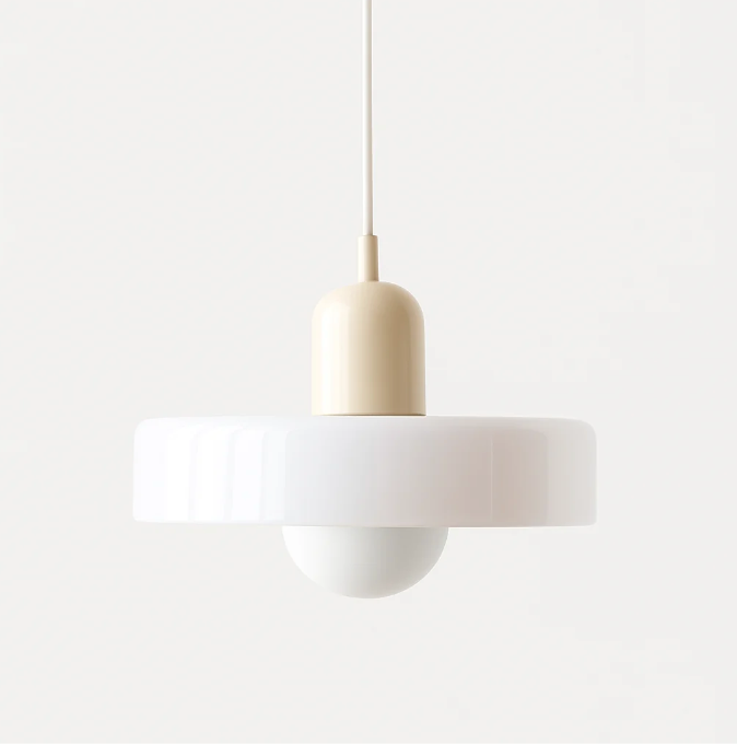 Bauhaus Pendelleuchte aus farbigem Glas – Moderne Designer Hängeleuchte