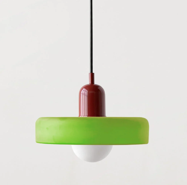 Bauhaus Pendelleuchte aus farbigem Glas – Moderne Designer Hängeleuchte