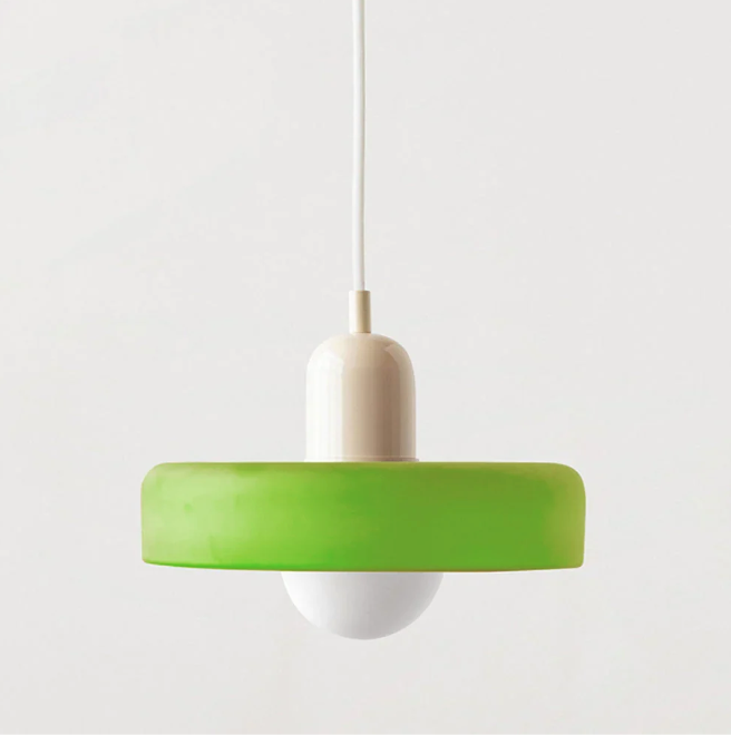 Bauhaus Pendelleuchte aus farbigem Glas – Moderne Designer Hängeleuchte