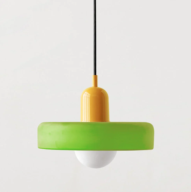 Bauhaus Pendelleuchte aus farbigem Glas – Moderne Designer Hängeleuchte