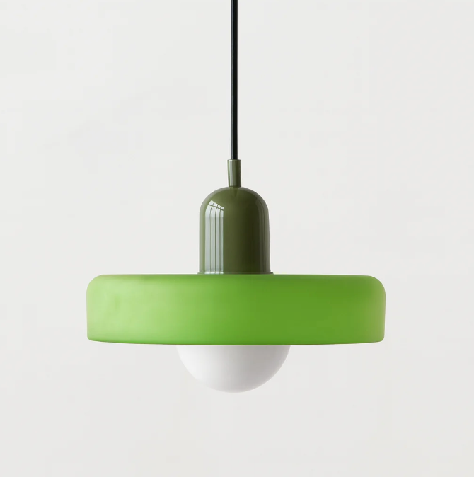 Bauhaus Pendelleuchte aus farbigem Glas – Moderne Designer Hängeleuchte