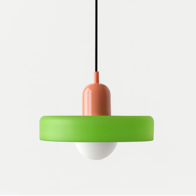 Bauhaus Pendelleuchte aus farbigem Glas – Moderne Designer Hängeleuchte