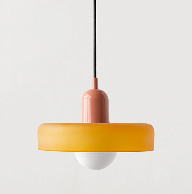 Bauhaus Pendelleuchte aus farbigem Glas – Moderne Designer Hängeleuchte