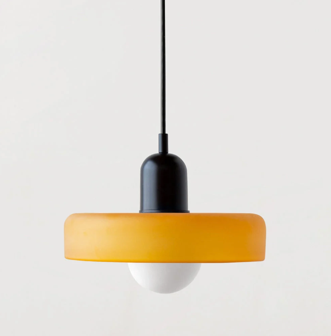 Bauhaus Pendelleuchte aus farbigem Glas – Moderne Designer Hängeleuchte