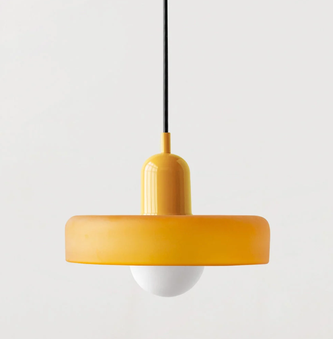 Bauhaus Pendelleuchte aus farbigem Glas – Moderne Designer Hängeleuchte
