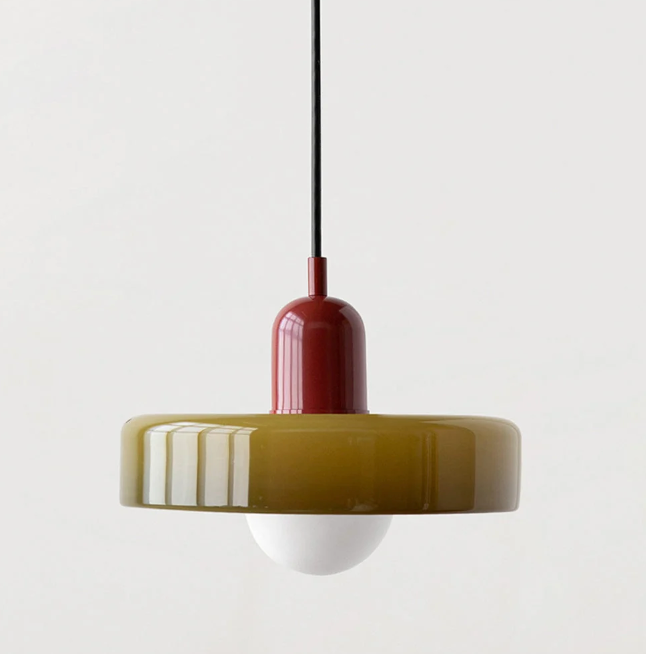Bauhaus Pendelleuchte aus farbigem Glas – Moderne Designer Hängeleuchte
