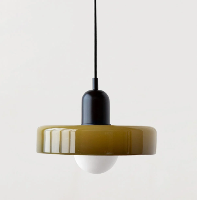 Bauhaus Pendelleuchte aus farbigem Glas – Moderne Designer Hängeleuchte
