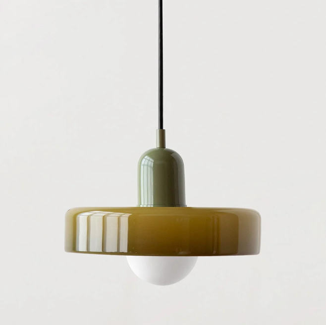 Bauhaus Pendelleuchte aus farbigem Glas – Moderne Designer Hängeleuchte