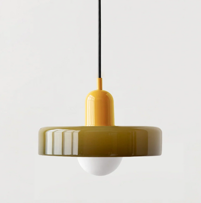 Bauhaus Pendelleuchte aus farbigem Glas – Moderne Designer Hängeleuchte