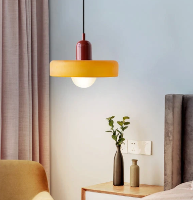 Bauhaus Pendelleuchte aus farbigem Glas – Moderne Designer Hängeleuchte