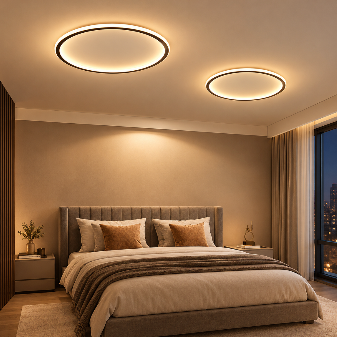 Runde LED Deckenleuchte im Skandinavischen Design - Elegantes Design für Wohnzimmer Schlafzimmer und Flur
