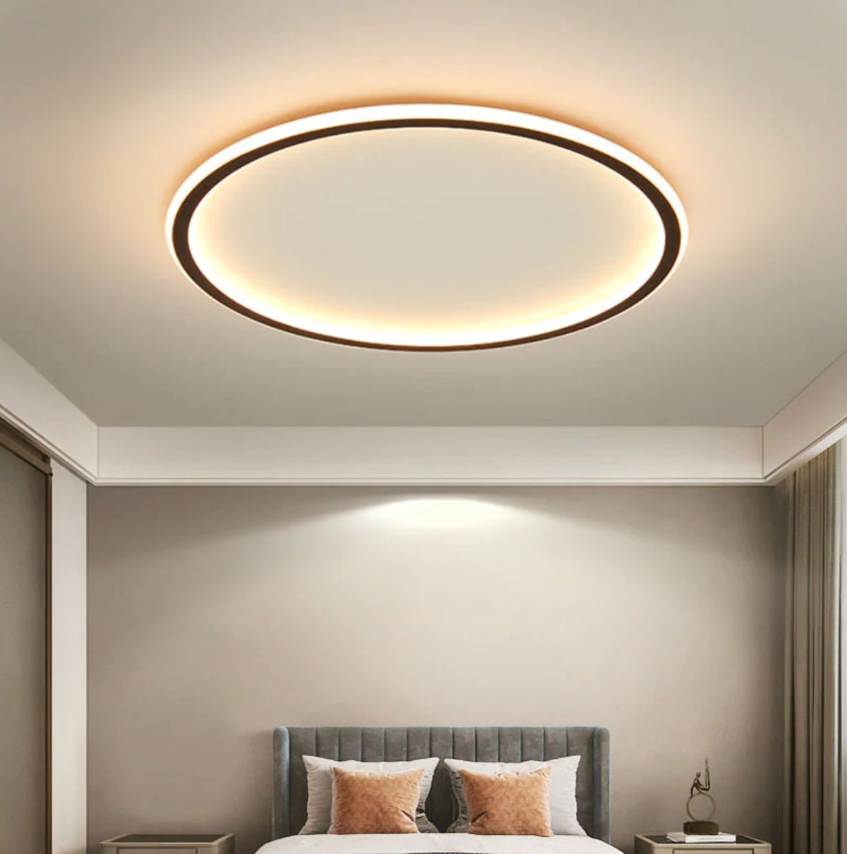 Runde LED Deckenleuchte im Skandinavischen Design - Elegantes Design für Wohnzimmer Schlafzimmer und Flur