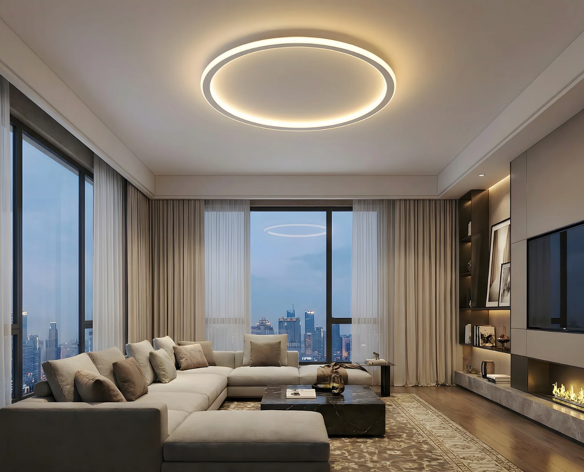 Runde LED Deckenleuchte im Skandinavischen Design - Elegantes Design für Wohnzimmer Schlafzimmer und Flur