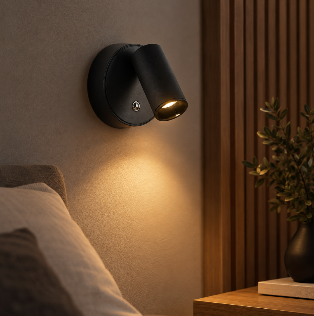 Kabellose EasyLight LED Wandleuchte in Schwarz, Akku Leselicht