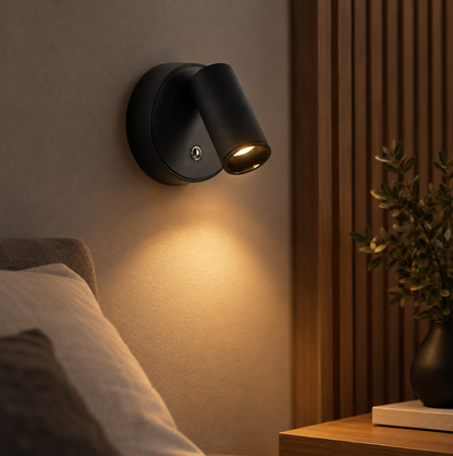 Kabellose EasyLight LED Wandleuchte in Schwarz, Akku Leselicht