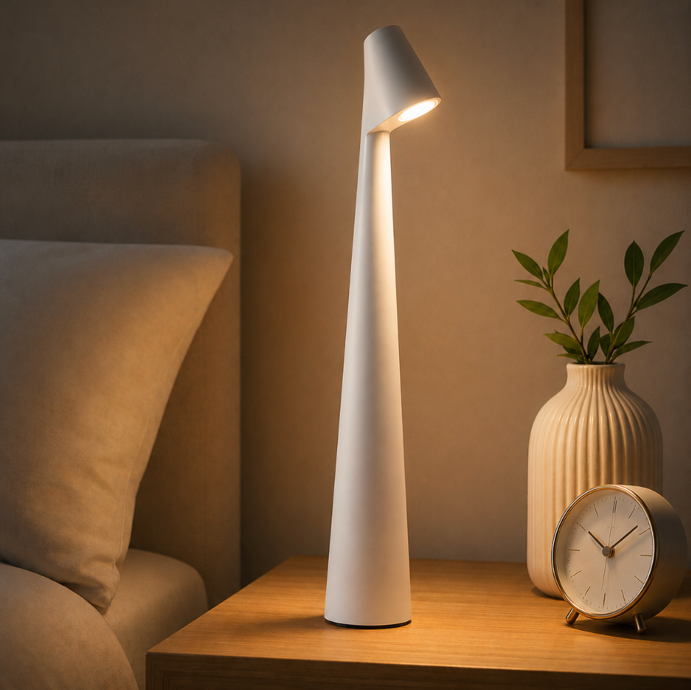 Akku Nachttischlampe - 3-stufig dimmbares Touch Licht | Kabellose LED-Nachttischlampe im nordischen Design