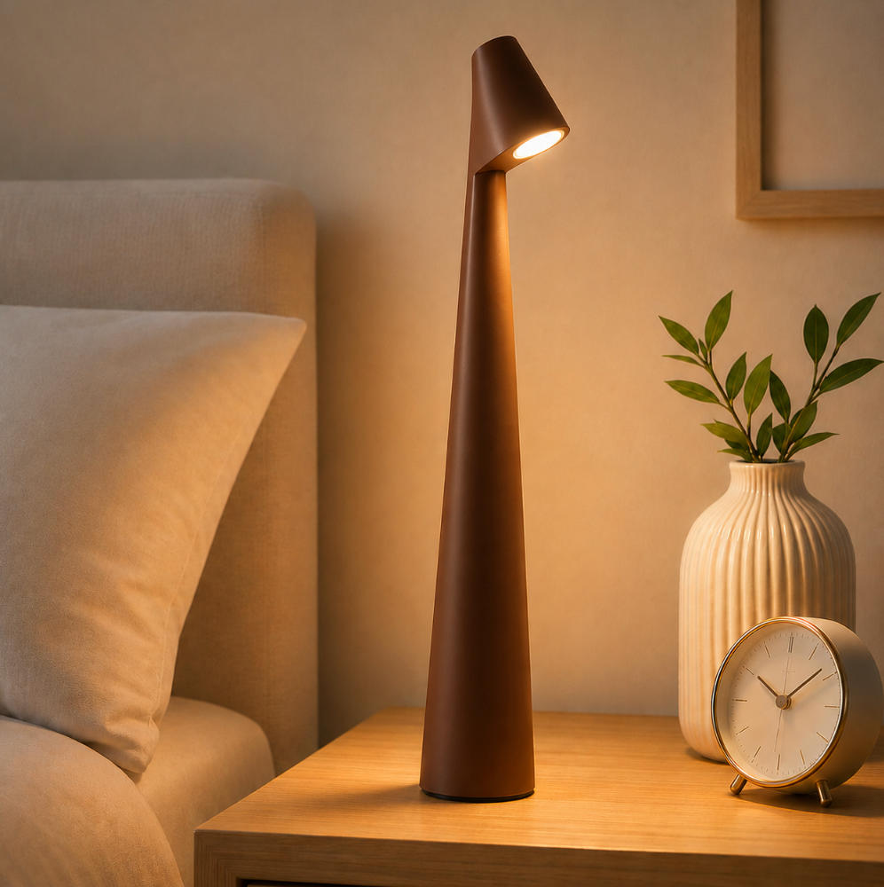 Akku Nachttischlampe - 3-stufig dimmbares Touch Licht | Kabellose LED-Nachttischlampe im nordischen Design