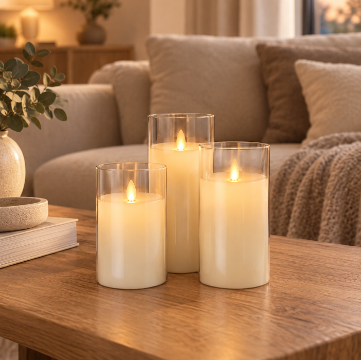LED-Kerzen Set mit warmweißem Licht, Timer und Fernbedienung – flammenlose Deko-Kerzen