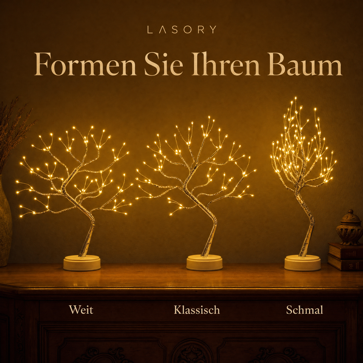 Lichterbaum mit flexiblen Ästen in drei Formen