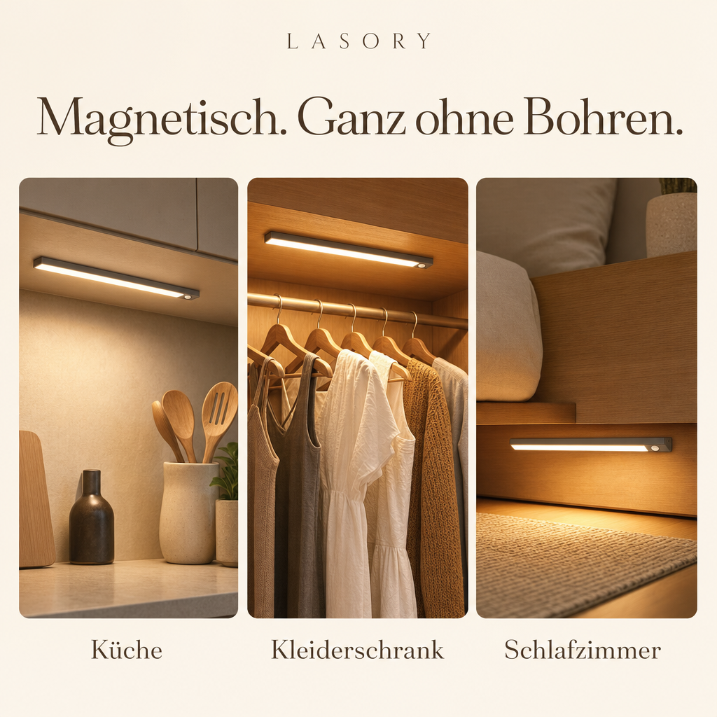 Magnetische LED Unterbauleuchte ohne Bohren in Küche, Kleiderschrank und Schlafzimmer