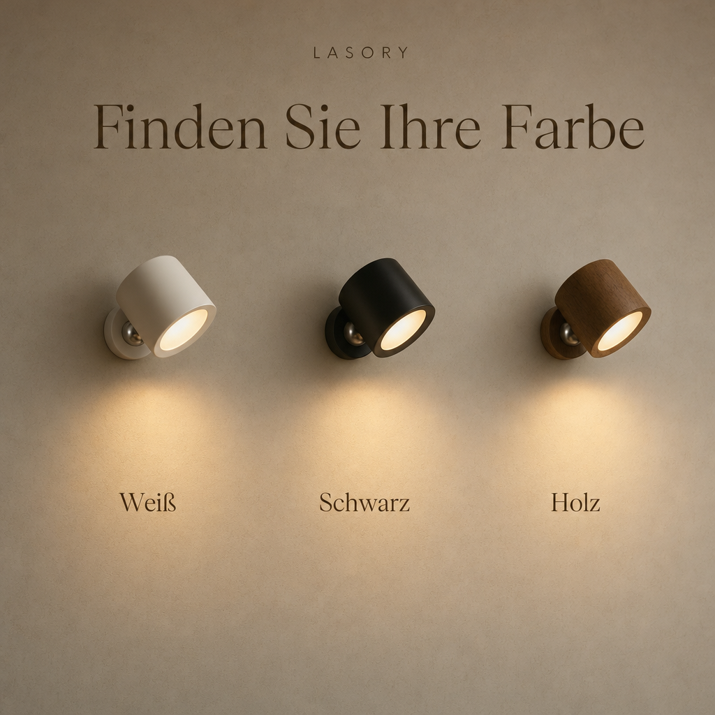 EasyLamp kabellose Wandleuchte in Weiß, Schwarz und Holz