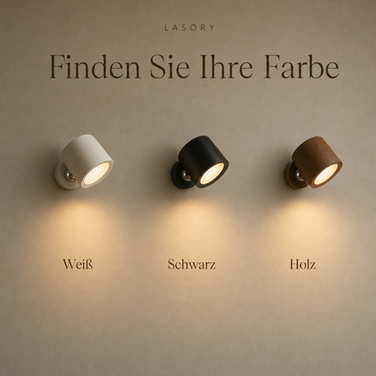 EasyLamp kabellose Wandleuchte in Weiß, Schwarz und Holz