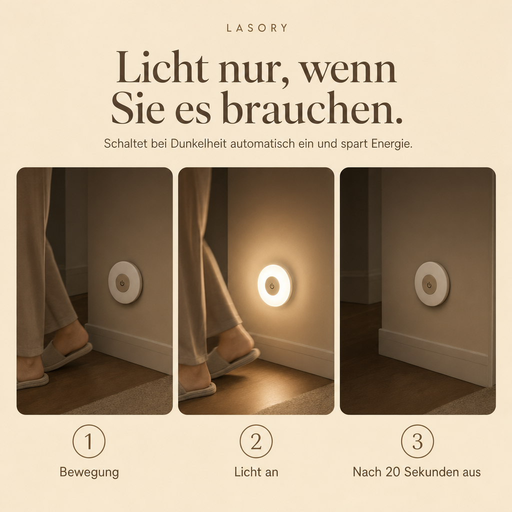 LumiBeam Bewegungsmelder: Licht geht bei Bewegung an und nach 20 Sekunden aus