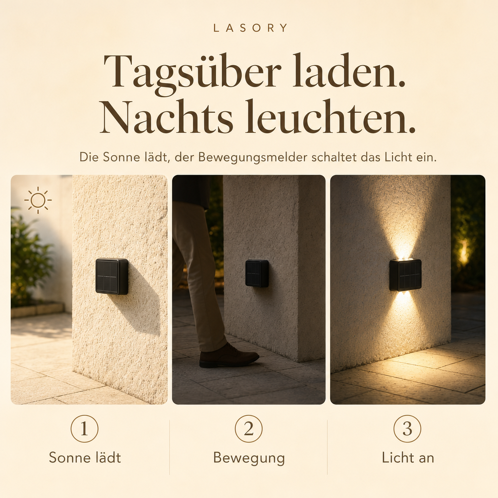 SolarGlow lädt tagsüber mit Sonne und leuchtet nachts per Bewegungsmelder