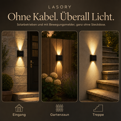 Solar Außenleuchte ohne Kabel am Eingang, am Gartenzaun und an der Treppe