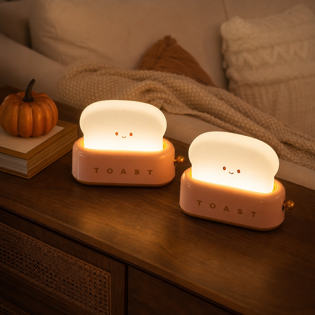 Zwei Toaster Lampen ToastLight auf dem Sideboard im gemütlichen Wohnzimmer