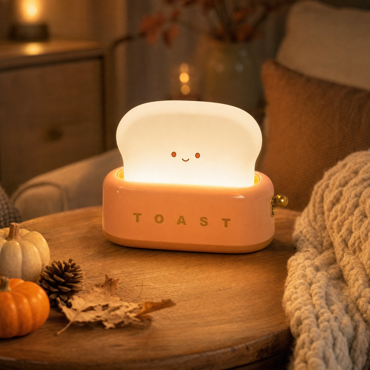 LED Nachtlicht in Toaster Form ToastLight in Rosa, kabellose Tischlampe mit warmem Licht