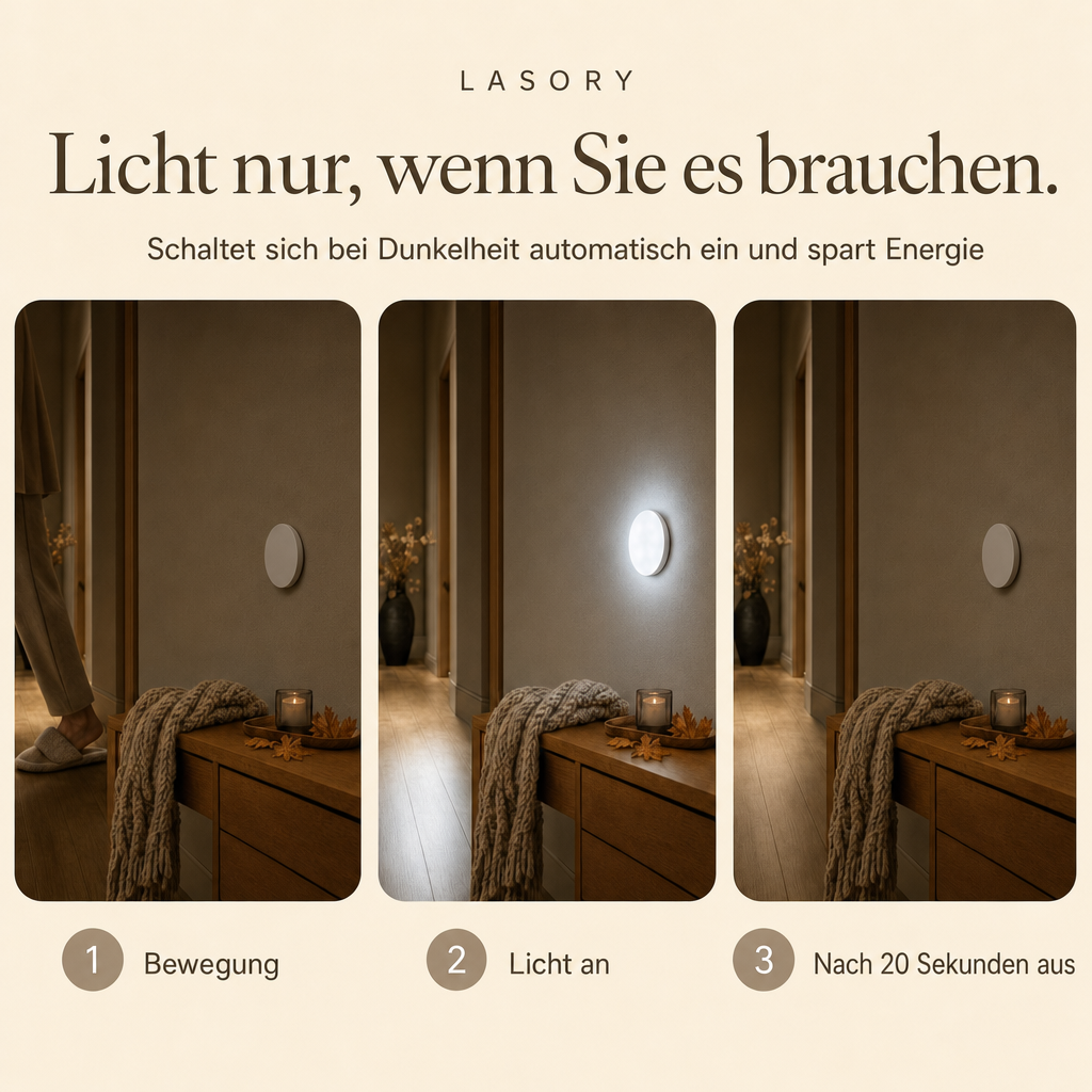 LumiBeam Bewegungsmelder: Licht geht bei Bewegung an und nach 20 Sekunden aus